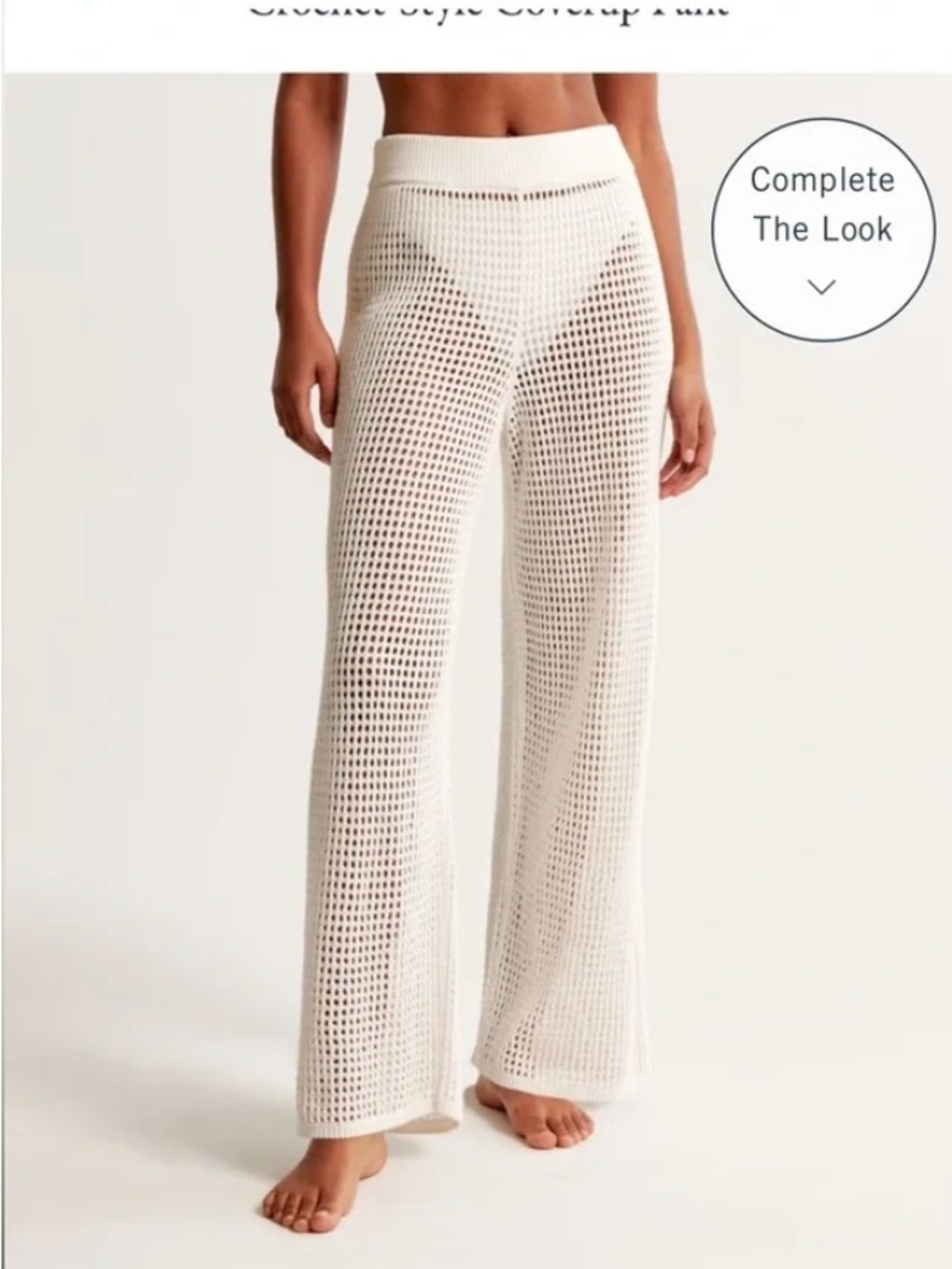 Abercrombie & Fitch Cream Crochet Wide-Leg Cover-Up Pants - Picture 1 of 4